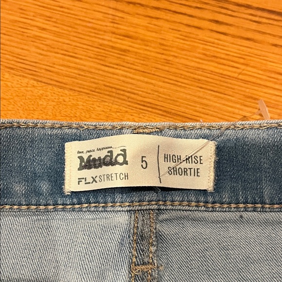 Mudd Light Blue Jean Shorts with White Lace Trim - Picture 3 of 5